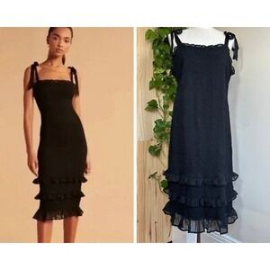 Abercrombie & Fitch midi dress size S black tie strap ruffle NWT